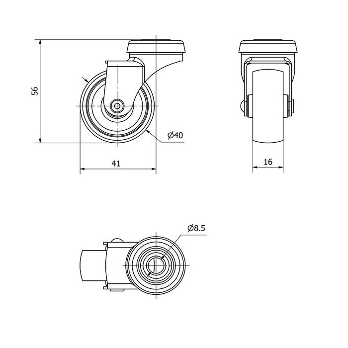 Ruedas Alex Rueda giratoria gris para máx. 22 kg, Ø 4 cm Ruedas Alex Rueda giratoria gris para máx. 22 kg, Ø 4 cm