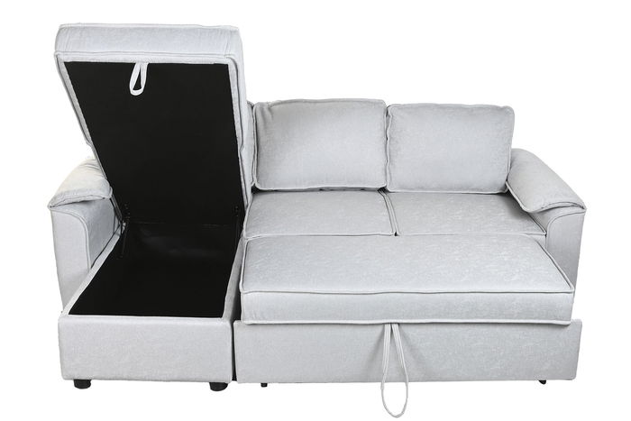 DKD Home Decor Sofá Cama Moderno Gris Claro, 153 x 88 x 220 cm