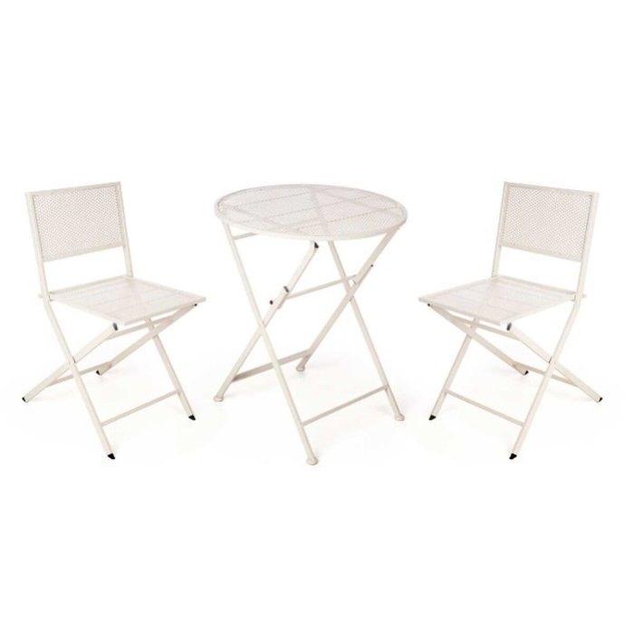 Ibergarden Set de Mesa y 2 Sillas Blanco Roto