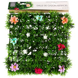 Je cherche une Idee Loseta de Césped Artificial con Flores 25x25 cm PE - Modelos Surtidos (Blancas/Colores) - Idea Decorativa Francesa
