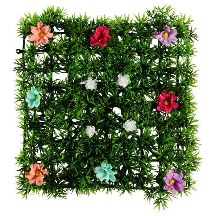 Je cherche une Idee Loseta de Césped Artificial con Flores 25x25 cm PE - Modelos Surtidos (Blancas/Colores) - Idea Decorativa Francesa