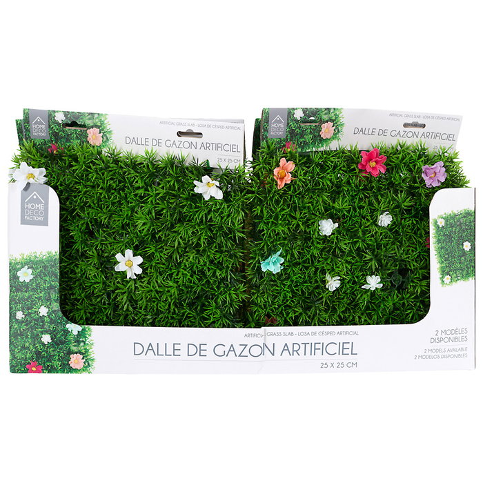 Je cherche une Idee Loseta de Césped Artificial con Flores 25x25 cm PE - Modelos Surtidos (Blancas/Colores) - Idea Decorativa Francesa