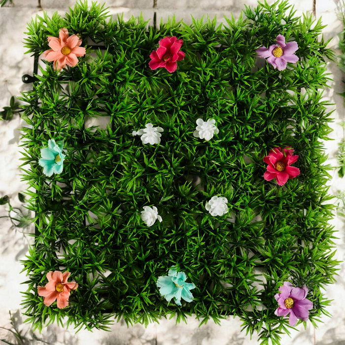 Je cherche une Idee Loseta de Césped Artificial con Flores 25x25 cm PE - Modelos Surtidos (Blancas/Colores) - Idea Decorativa Francesa