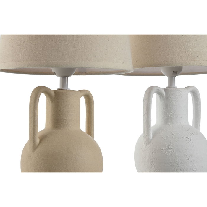 DKD Home Decor Lámpara de Sobremesa de Cerámica Surtido Blanco y Beige
