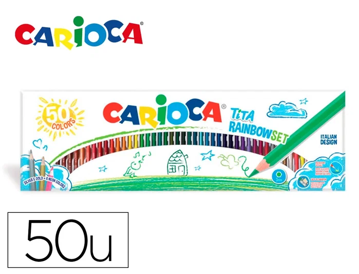 Carioca Tita Rainbow Lápices de Colores Surtidos Estuche 50 UD