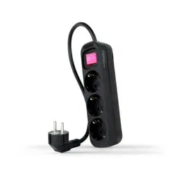 Nano Cable Regleta con Interruptor 10.38.0003-BK, 3 Tomas de Corriente, Cable 1.4m, Negra