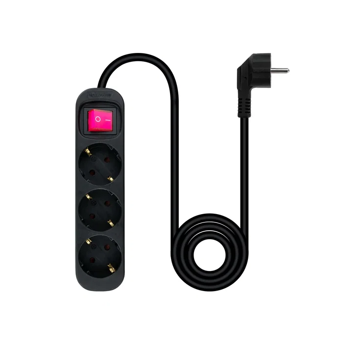 Nanocable Regleta de 3 Tomas con Interruptor y Cable de 1,4 m, Negro Nanocable Regleta de 3 Tomas con Interruptor y Cable de 1,4 m, Negro