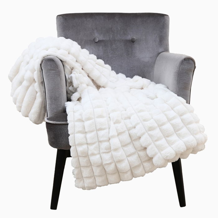 DKD Home Decor Manta Sofa Polar 2c24 Urban Crudo Poliester 170 x 130 cm (2 Unidades)