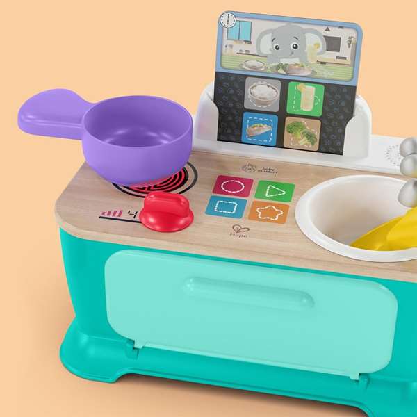 Hape Cocina de Madera con Pilas para Niños Cocina Conmigo, Juguete de Cocina, Dimensiones 27.5x24x17.5 cm, Edad Recomendada 36 meses