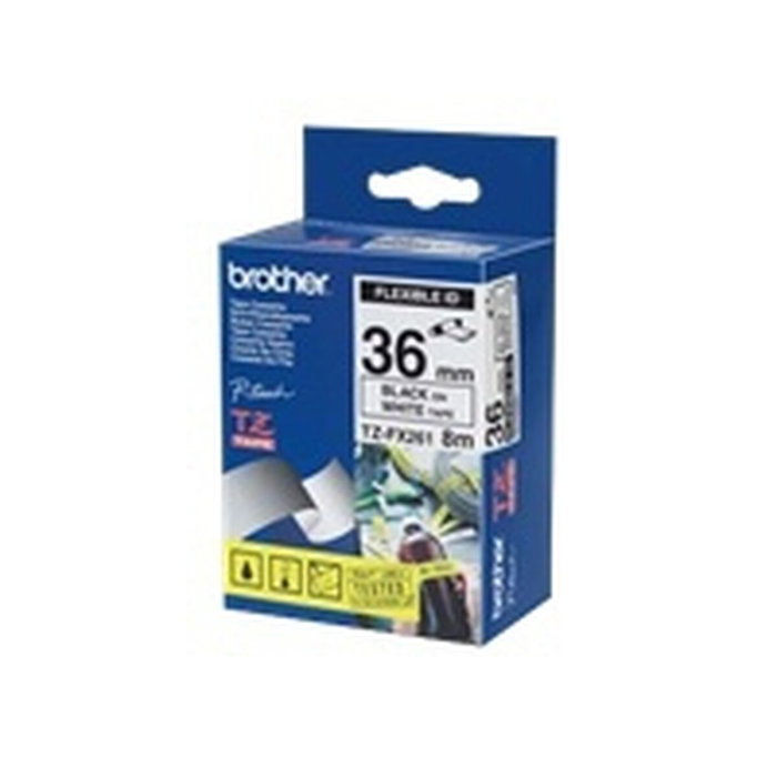 Brother TZE-FX261 Cinta laminada flexible 36mm Negro sobre blanco