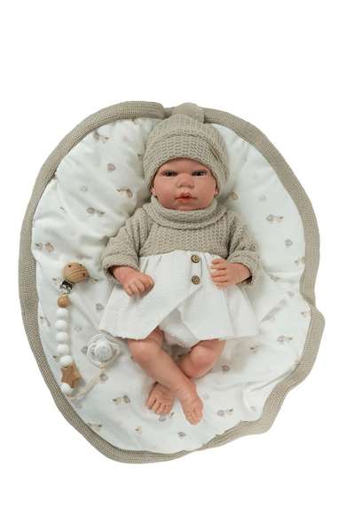 Muñecas Arias Muñeca Reborn bebé Noa, 40 cm, color beige, incluye manta de invierno, juguete para niñas a partir de 3 años
