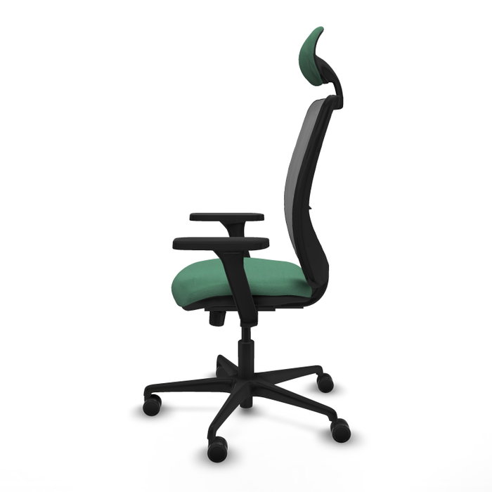 PIQUERAS Y CRESPO Silla de oficina Zulema con mecanismo Sincro, Verde esmeralda y Gris