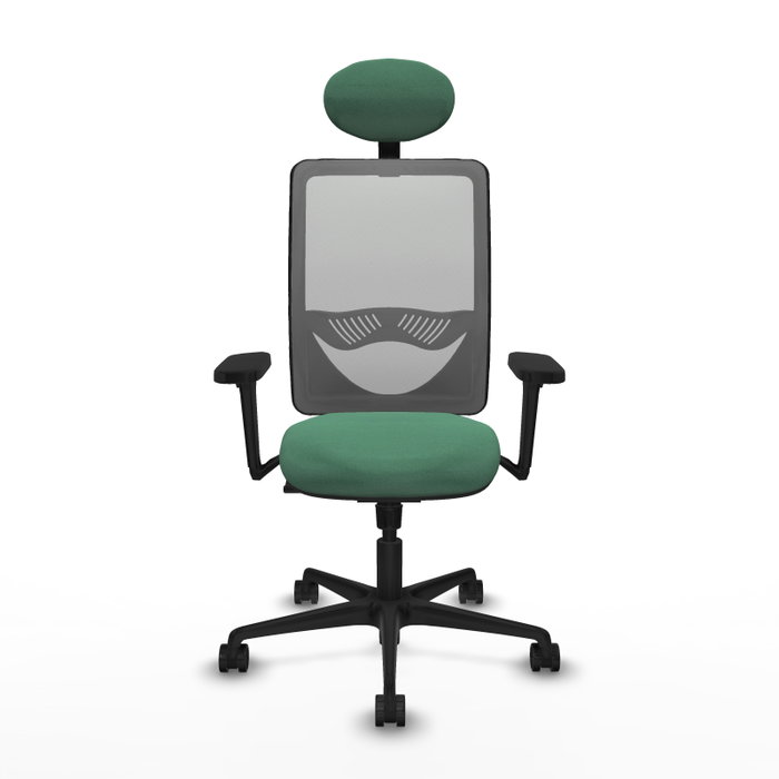 PIQUERAS Y CRESPO Silla de oficina Zulema con mecanismo Sincro, Verde esmeralda y Gris