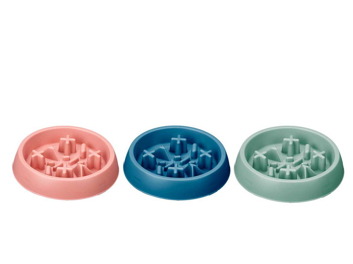 Mascow Comedero Comer Lento Redondo 22x22x4.5cm Plástico Surtido Colores Azul Rosa Verde (Set de 24)