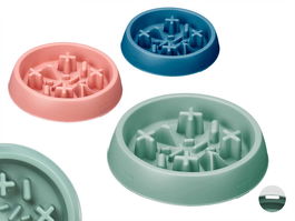 Mascow Comedero Comer Lento Redondo 22x22x4.5cm Plástico Surtido Colores Azul Rosa Verde (Set de 24)