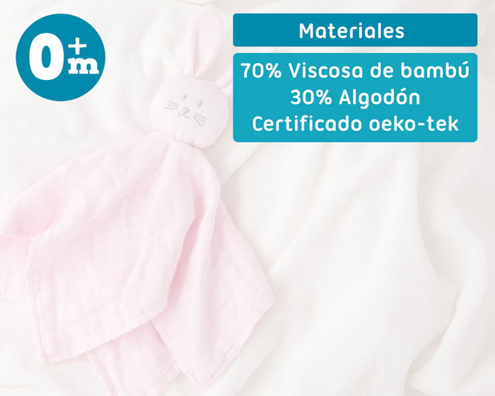 KioKids Doudou Conejito Rosa de Bambú y Algodón