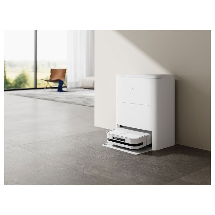 ECOVACS DEEBOT X5 OMNI Robot Aspirador con Estación de Vaciado Autónomo y Fregado, Sin Bolsa, Blanco, Forma D, 3.5L, Navegación Láser, 6400 mAh