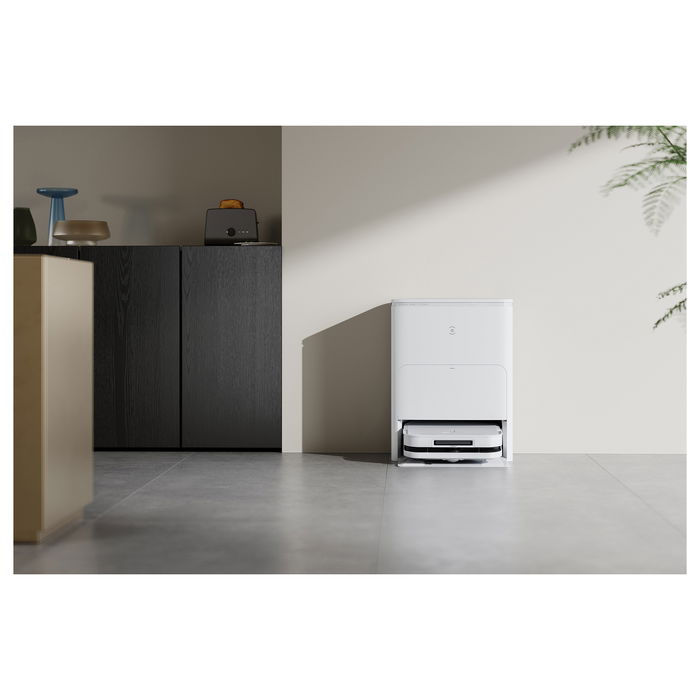 ECOVACS DEEBOT X5 OMNI Robot Aspirador con Estación de Vaciado Autónomo y Fregado, Sin Bolsa, Blanco, Forma D, 3.5L, Navegación Láser, 6400 mAh