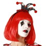 Atosa Diadema Arlequín Circo Rojo y Negro con Cuernos Curvados y Pompones para Mujer Adulto