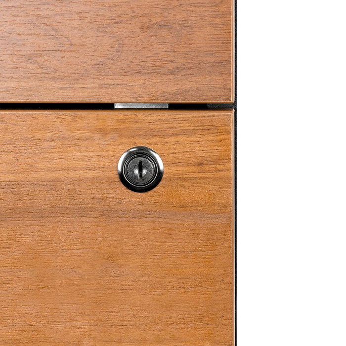 Phoenix - Cajonera de Oficina Negra con Frontal Nogal Artisan, 2 Cajones (uno con llave), Ruedas con Freno, 40x54.5x44.2 cm (52 cm con ruedas)