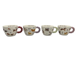DKD Home Decor Set de Tazas de Porcelana Perros y Gatos Multicolor