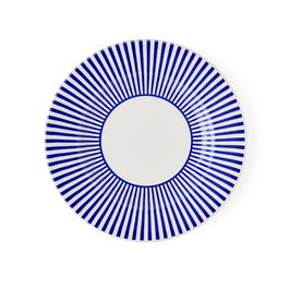 Spode Plato de Postre Steccato 22.2 cm, Set de 4 Unidades, Azul Cobalto, Apto Lavavajillas, Fabricado en Inglaterra