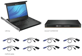 Vertiv Consola de Rack KVM LCD 19" 1366x768 con Teclado USB Montaje 1U 8 Puertos, Modelo LRA185KMM8D-D01