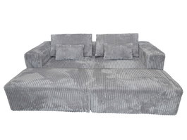 DKD Home Decor Sofa Scandi Gris Claro 158 x 91 x 220 cm Modular