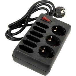 Rev Regleta de mesa 9 tomas con interruptor, negro