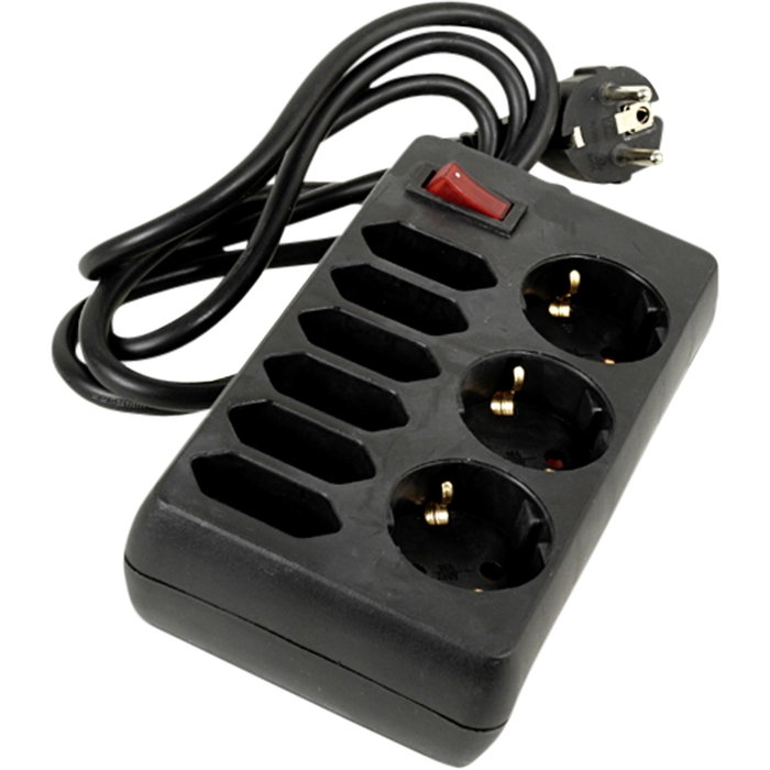 Rev Regleta de mesa 9 tomas con interruptor, negro Rev Regleta de mesa 9 tomas con interruptor, negro