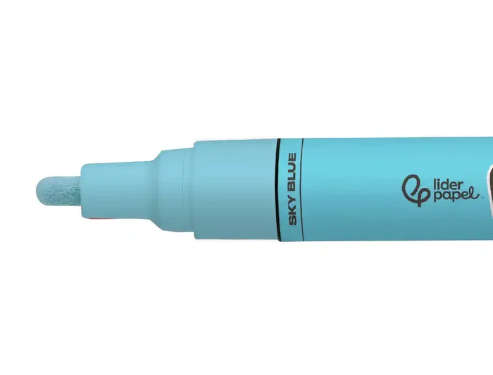 Liderpapel Rotulador Acrilico Base Agua Todo Tipo de Superficie Punta Redonda 3 mm Azul Cielo