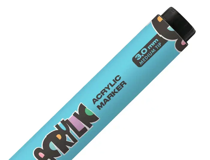 Liderpapel Rotulador Acrilico Base Agua Todo Tipo de Superficie Punta Redonda 3 mm Azul Cielo