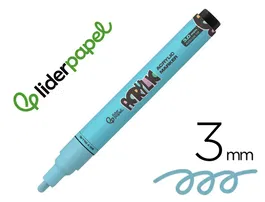 Liderpapel Rotulador Acrilico Base Agua Todo Tipo de Superficie Punta Redonda 3 mm Azul Cielo