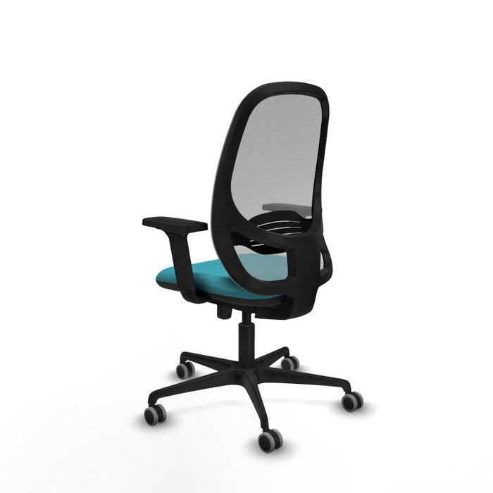 PIQUERAS Y CRESPO Silla de oficina Cilanco con mecanismo Sincro/Traslack, Tela Turquesa y Malla Gris