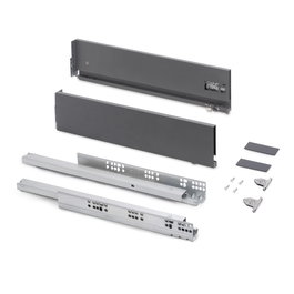 Emuca Cajón exterior Vertex con regulación 3D de altura 131mm, 40kg, profundidad 300mm, Acero, Gris antracita