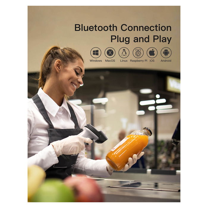 Inateck BCST-72 Lector de Códigos de Barras Portátil 2D Láser Inalámbrico Bluetooth/USB, Escáner QR PDF417 Aztec Code, Manual, Color Gris Inateck BCST-72 Lector de Códigos de Barras Portátil 2D Láser Inalámbrico Bluetooth/USB, Escáner QR PDF417 Aztec Code, Manual, Color Gris