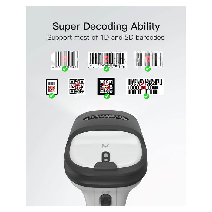 Inateck BCST-72 Lector de Códigos de Barras Portátil 2D Láser Inalámbrico Bluetooth/USB, Escáner QR PDF417 Aztec Code, Manual, Color Gris Inateck BCST-72 Lector de Códigos de Barras Portátil 2D Láser Inalámbrico Bluetooth/USB, Escáner QR PDF417 Aztec Code, Manual, Color Gris