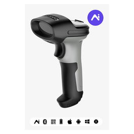 Inateck BCST-72 Lector de Códigos de Barras Portátil 2D Láser Inalámbrico Bluetooth/USB, Escáner QR PDF417 Aztec Code, Manual, Color Gris
