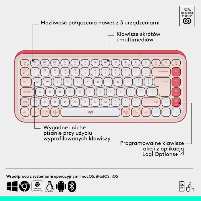 Logitech POP ICON Combo de teclado y ratón inalámbrico rosa