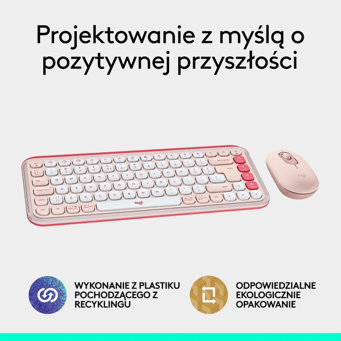 Logitech POP ICON Combo de teclado y ratón inalámbrico rosa
