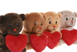 DKD Home Decor Peluche Oso Corazón Kids Beige Camel 10 x 14 x 10 cm (12 Unidades)