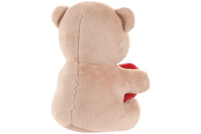 DKD Home Decor Peluche Oso Corazón Kids Beige Camel 10 x 14 x 10 cm (12 Unidades)