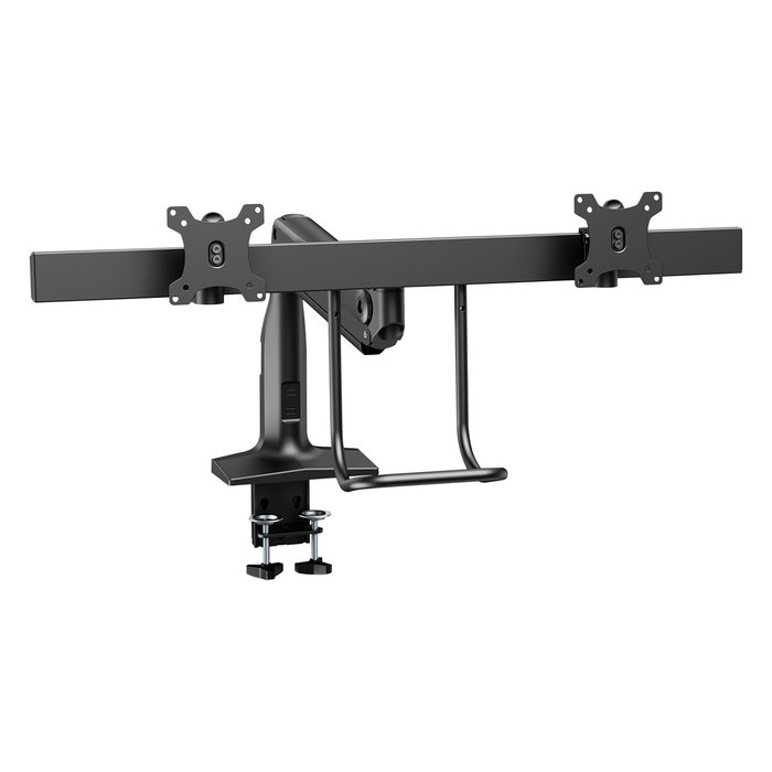 V7 Soporte de Montaje Doble para 2 Monitores LCD, Brazos con Gasfeder, Ajuste de Altura/Giro/Inclinación, Hasta 10kg y 27", VESA 75x75/100x100 mm, Montaje en Escritorio, Negro V7 Soporte de Montaje Doble para 2 Monitores LCD, Brazos con Gasfeder, Ajuste de Altura/Giro/Inclinación, Hasta 10kg y 27", VESA 75x75/100x100 mm, Montaje en Escritorio, Negro