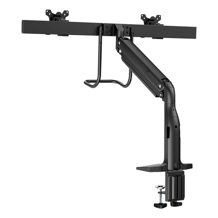 V7 Soporte de Montaje Doble para 2 Monitores LCD, Brazos con Gasfeder, Ajuste de Altura/Giro/Inclinación, Hasta 10kg y 27", VESA 75x75/100x100 mm, Montaje en Escritorio, Negro V7 Soporte de Montaje Doble para 2 Monitores LCD, Brazos con Gasfeder, Ajuste de Altura/Giro/Inclinación, Hasta 10kg y 27", VESA 75x75/100x100 mm, Montaje en Escritorio, Negro