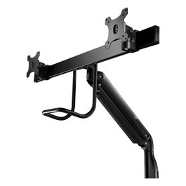 V7 Soporte de Montaje Doble para 2 Monitores LCD, Brazos con Gasfeder, Ajuste de Altura/Giro/Inclinación, Hasta 10kg y 27", VESA 75x75/100x100 mm, Montaje en Escritorio, Negro