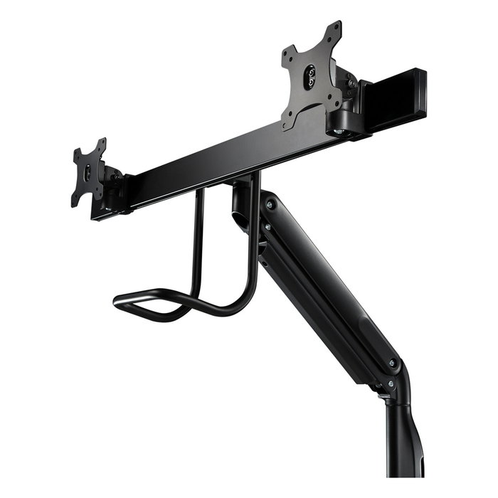 V7 Soporte de Montaje Doble para 2 Monitores LCD, Brazos con Gasfeder, Ajuste de Altura/Giro/Inclinación, Hasta 10kg y 27", VESA 75x75/100x100 mm, Montaje en Escritorio, Negro