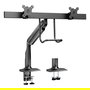 V7 Soporte de Montaje Doble para 2 Monitores LCD, Brazos con Gasfeder, Ajuste de Altura/Giro/Inclinación, Hasta 10kg y 27", VESA 75x75/100x100 mm, Montaje en Escritorio, Negro