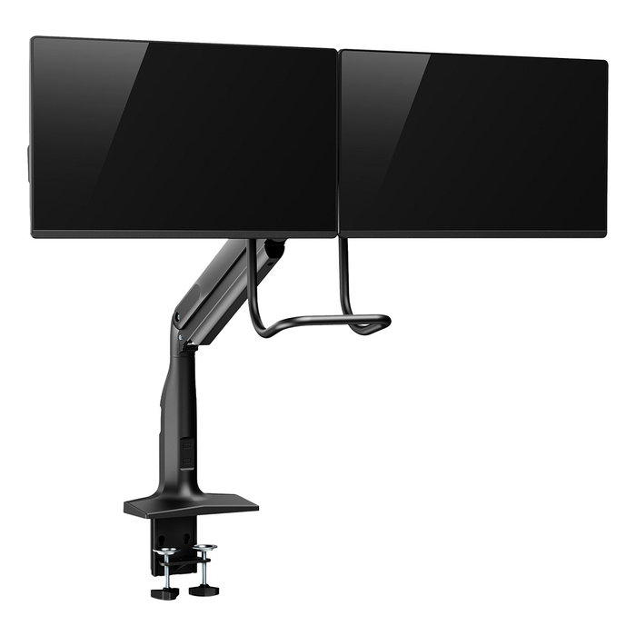 V7 Soporte de Montaje Doble para 2 Monitores LCD, Brazos con Gasfeder, Ajuste de Altura/Giro/Inclinación, Hasta 10kg y 27", VESA 75x75/100x100 mm, Montaje en Escritorio, Negro V7 Soporte de Montaje Doble para 2 Monitores LCD, Brazos con Gasfeder, Ajuste de Altura/Giro/Inclinación, Hasta 10kg y 27", VESA 75x75/100x100 mm, Montaje en Escritorio, Negro