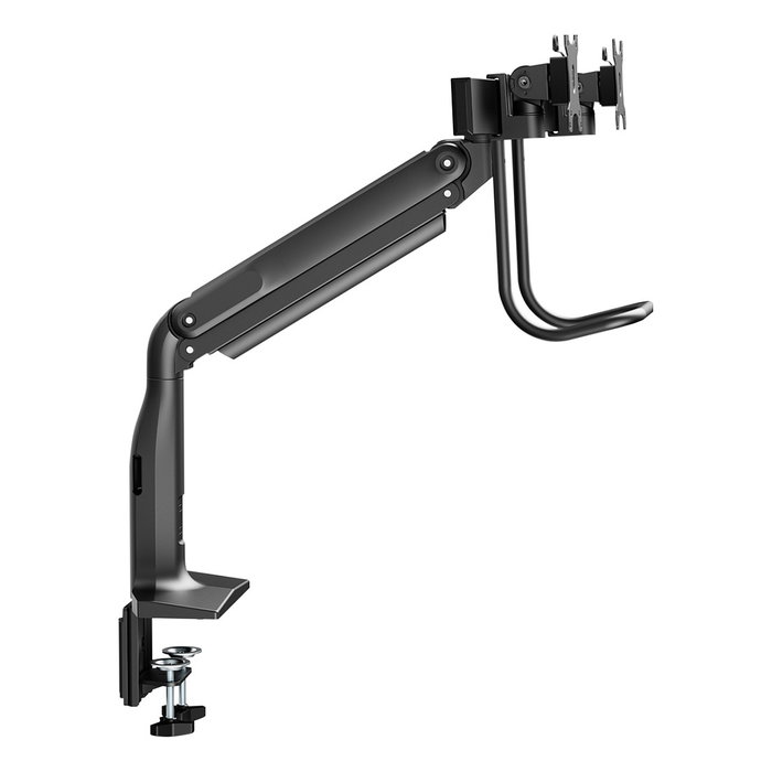 V7 Soporte de Montaje Doble para 2 Monitores LCD, Brazos con Gasfeder, Ajuste de Altura/Giro/Inclinación, Hasta 10kg y 27", VESA 75x75/100x100 mm, Montaje en Escritorio, Negro V7 Soporte de Montaje Doble para 2 Monitores LCD, Brazos con Gasfeder, Ajuste de Altura/Giro/Inclinación, Hasta 10kg y 27", VESA 75x75/100x100 mm, Montaje en Escritorio, Negro
