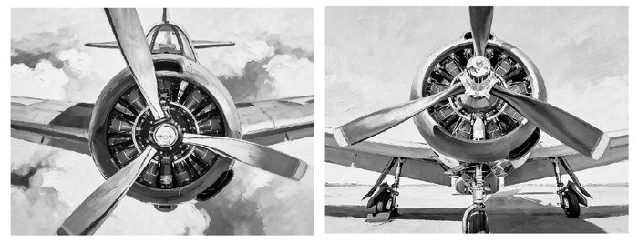 DKD Home Decor Cuadro Lienzo Pino Avión Surtido de 2 Unidades